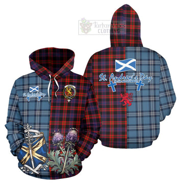 Tartan Vibes Clothing Brown (Broun) Tartan Hoodie Happy St. Andrew's Day Half Tartan Style