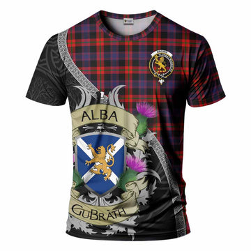 Tartan Vibes Clothing Brown (Broun) Tartan Family Crest T-Shirt Lion Rampant Royal Thistle Shield Celtic Inspired