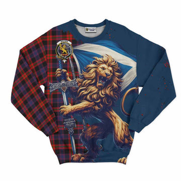 Tartan Vibes Clothing Brown (Broun) Tartan Family Crest Sweatshirt with Scottish Majestic Lion