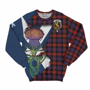 Tartan Vibes Clothing Brown (Broun) Tartan Family Crest Sweatshirt Scottish Thistle Celtic Inspired