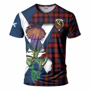 Tartan Vibes Clothing Brown (Broun) Tartan Family Crest T-Shirt Scottish Thistle Celtic Inspired