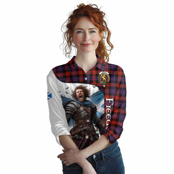 Tartan Vibes Clothing Brown (Broun) Crest Tartan Women's Casual Shirt Inspired by the Freedom of Scottish Warrior