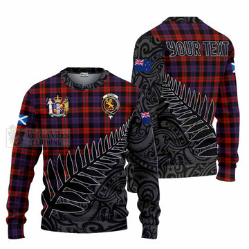 Tartan Vibes Clothing Brown (Broun) Crest Tartan Knitted Sweater with New Zealand Silver Fern Half Style