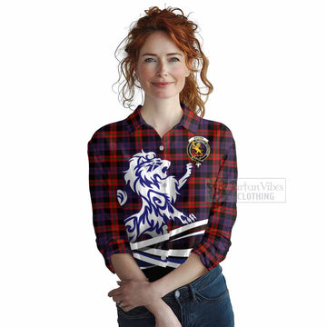 Tartan Vibes Clothing Brown (Broun) Tartan Women's Casual Shirt with Alba Gu Brath Regal Lion Emblem