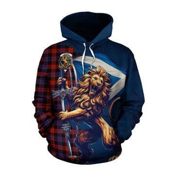 Tartan Vibes Clothing Brown (Broun) Tartan Family Crest Cotton Hoodie with Scottish Majestic Lion