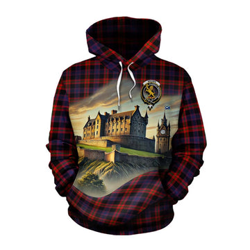 Tartan Vibes Clothing Brown (Broun) Tartan Family Crest Cotton Hoodie with Scottish Ancient Castle Style