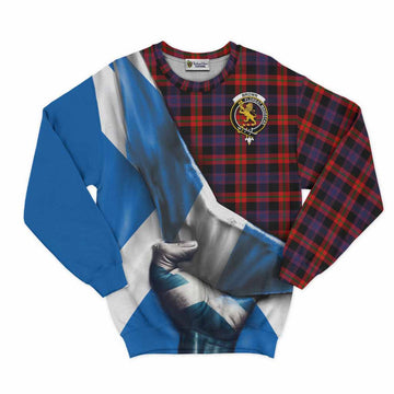 Tartan Vibes Clothing Brown (Broun) Tartan Sweatshirt with Family Crest Scotland Patriotic Style