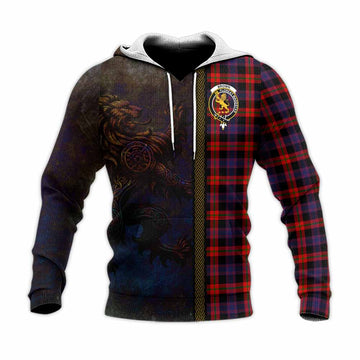 Tartan Vibes Clothing Brown (Broun) Tartan Family Crest Knitted Hoodie Alba Gu Brath Be Brave Lion Ancient Style
