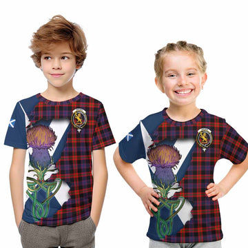 Tartan Vibes Clothing Brown (Broun) Tartan Family Crest Kid T-Shirt Scottish Thistle Celtic Inspired