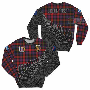 Tartan Vibes Clothing Brown (Broun) Crest Tartan Sweatshirt with New Zealand Silver Fern Half Style