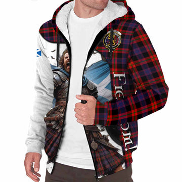 Tartan Vibes Clothing Brown (Broun) Crest Tartan Sherpa Hoodie Inspired by the Freedom of Scottish Warrior