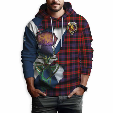 Tartan Vibes Clothing Brown (Broun) Tartan Family Crest Hoodie Scottish Thistle Celtic Inspired