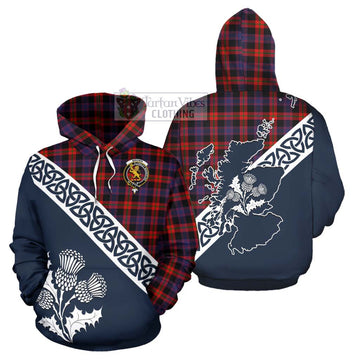 Tartan Vibes Clothing Brown (Broun) Tartan Hoodie Featuring Thistle and Scotland Map