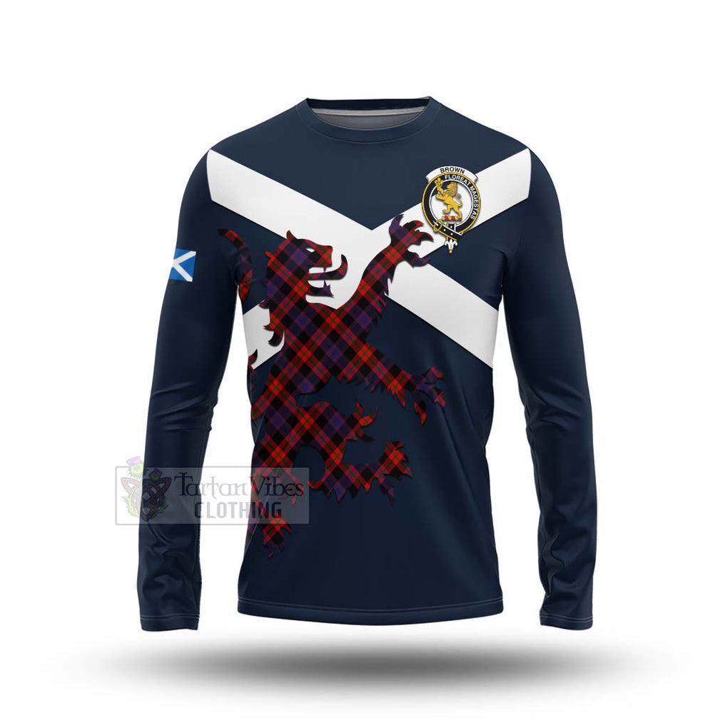 Tartan Vibes Clothing Brown (Broun) Tartan Lion Rampant Long Sleeve T-Shirt – Proudly Display Your Heritage with Alba Gu Brath and Clan Name