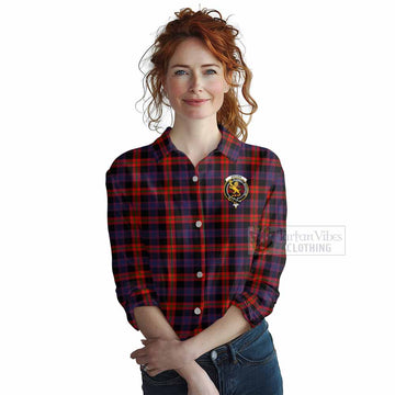Tartan Vibes Clothing Brown (Broun) Tartan Women's Casual Shirt with Family Crest DNA In Me Style