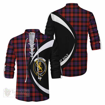 Tartan Vibes Clothing Brown (Broun) Tartan Ghillie Kilt Shirt with Family Crest Circle Style