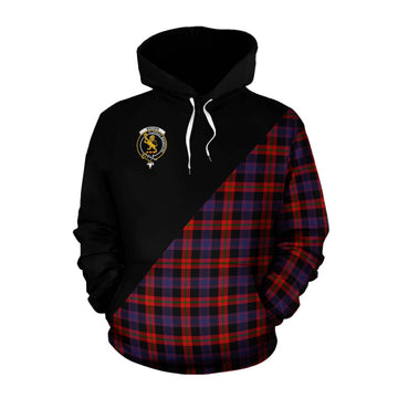 Tartan Vibes Clothing Brown (Broun) Tartan Cotton Hoodie with Family Crest and Military Logo Style