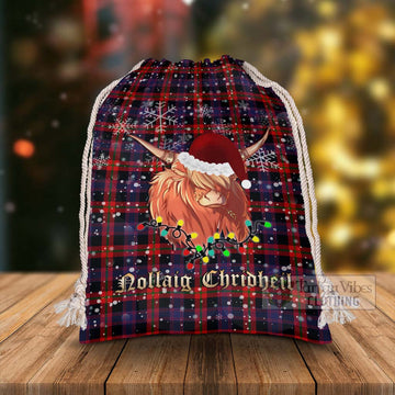 Tartan Vibes Clothing Brown (Broun) Tartan Christmas Santa's Bag with Highland Cow