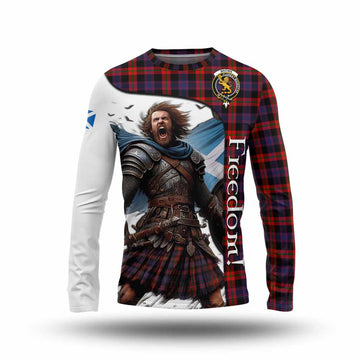 Tartan Vibes Clothing Brown (Broun) Crest Tartan Long Sleeve T-Shirt Inspired by the Freedom of Scottish Warrior