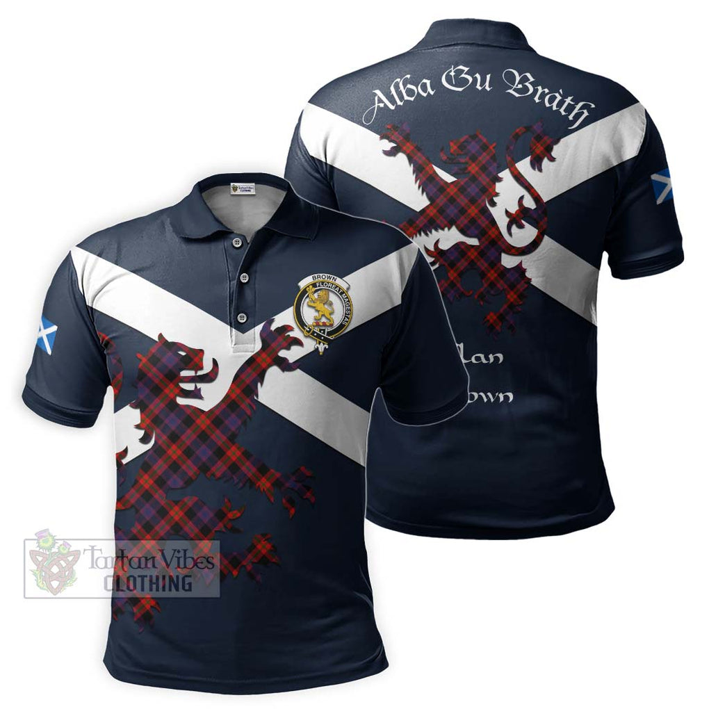 Tartan Vibes Clothing Brown (Broun) Tartan Lion Rampant Polo Shirt – Proudly Display Your Heritage with Alba Gu Brath and Clan Name