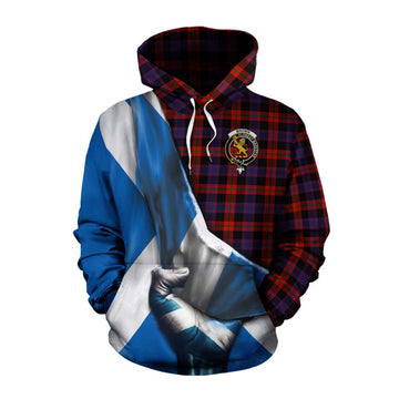 Tartan Vibes Clothing Brown (Broun) Tartan Cotton Hoodie with Family Crest Scotland Patriotic Style