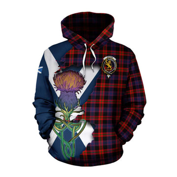 Tartan Vibes Clothing Brown (Broun) Tartan Family Crest Cotton Hoodie Scottish Thistle Celtic Inspired