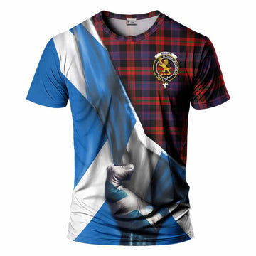 Tartan Vibes Clothing Brown (Broun) Tartan T-Shirt with Family Crest Scotland Patriotic Style