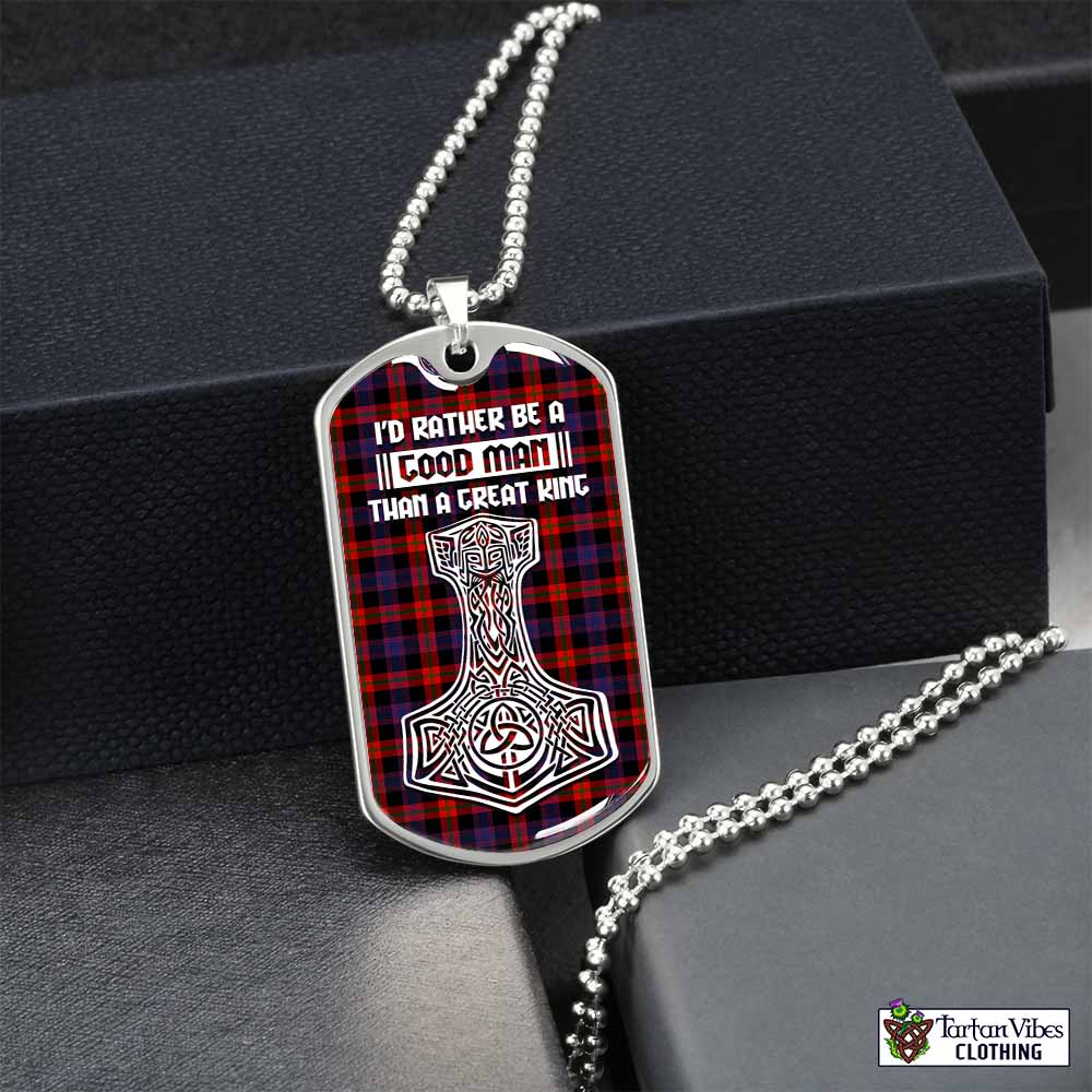 Tartan Vibes Clothing Brown (Broun) Tartan Dog Tag Necklace Viking Mjolnir Style