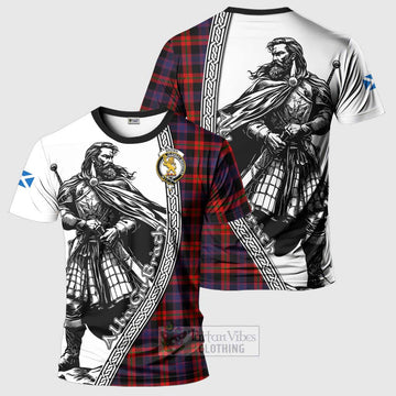 Tartan Vibes Clothing Brown (Broun) Tartan Clan Crest T-Shirt with Highlander Warrior Celtic Style