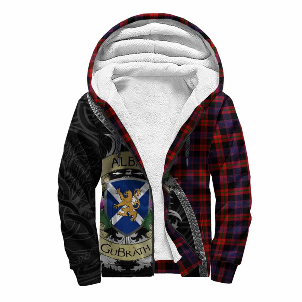 Tartan Vibes Clothing Brown (Broun) Tartan Family Crest Sherpa Hoodie Lion Rampant Royal Thistle Shield Celtic Inspired