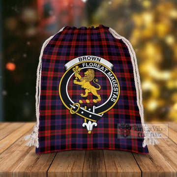 Tartan Vibes Clothing Brown (Broun) Tartan Christmas Santa's Bag with Family Crest