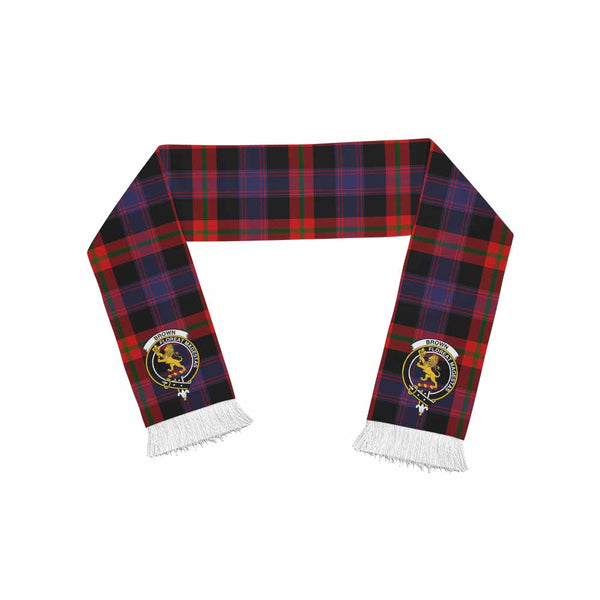 Brown (Broun) Tartan Ruffneck Scarf with Family Crest One Size 67.7*6.7 inches - Tartan Vibes Clothing