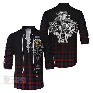 Tartan Vibes Clothing Brown (Broun) Tartan Ghillie Kilt Shirt Featuring Alba Gu Brath Family Crest Celtic Inspired
