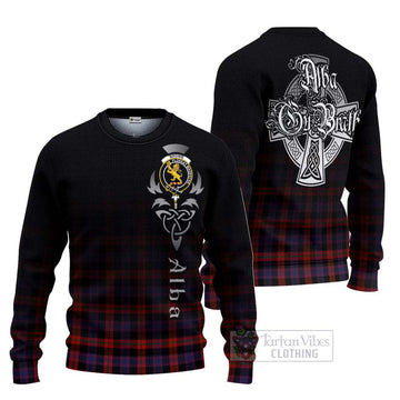 Tartan Vibes Clothing Brown (Broun) Tartan Knitted Sweater Featuring Alba Gu Brath Family Crest Celtic Inspired