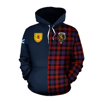 Tartan Vibes Clothing Brown (Broun) Tartan Cotton Hoodie Alba with Scottish Lion Royal Arm Half Style