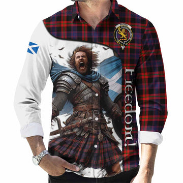 Tartan Vibes Clothing Brown (Broun) Crest Tartan Long Sleeve Button Shirt Inspired by the Freedom of Scottish Warrior