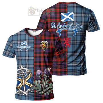 Tartan Vibes Clothing Brown (Broun) Tartan T-Shirt Happy St. Andrew's Day Half Tartan Style
