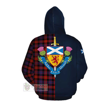 Tartan Vibes Clothing Brown (Broun) Tartan Cotton Hoodie Alba with Scottish Lion Royal Arm Half Style
