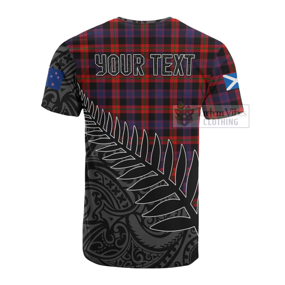 Tartan Vibes Clothing Brown (Broun) Crest Tartan Cotton T-shirt with New Zealand Silver Fern Half Style