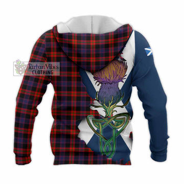 Tartan Vibes Clothing Brown (Broun) Tartan Family Crest Knitted Hoodie Scottish Thistle Celtic Inspired