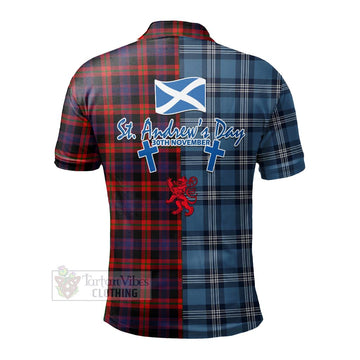Tartan Vibes Clothing Brown (Broun) Tartan Polo Shirt Happy St. Andrew's Day Half Tartan Style