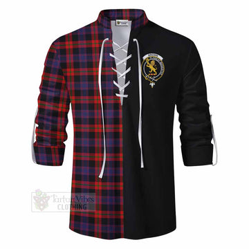 Tartan Vibes Clothing Brown (Broun) Tartan Ghillie Kilt Shirt with Family Crest and Half Of Me Style