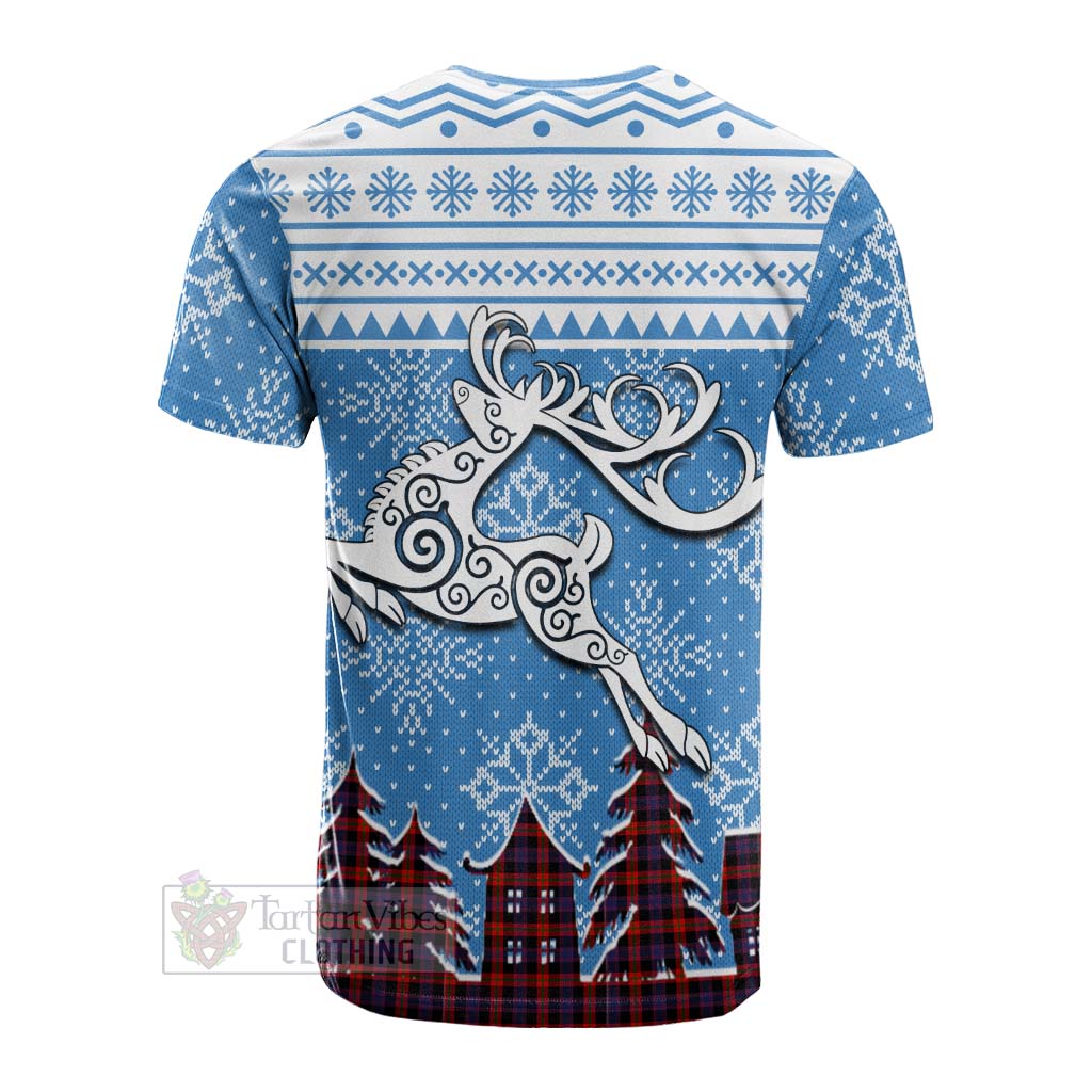 Tartan Vibes Clothing Brown (Broun) Clan Christmas Cotton T-shirt Celtic Reindeer Style
