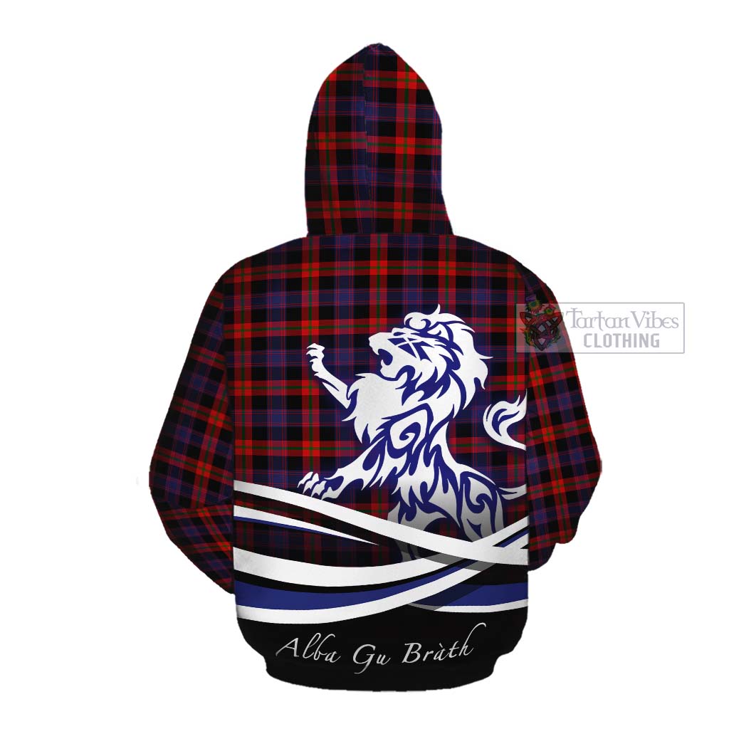 Tartan Vibes Clothing Brown (Broun) Tartan Cotton Hoodie with Alba Gu Brath Regal Lion Emblem