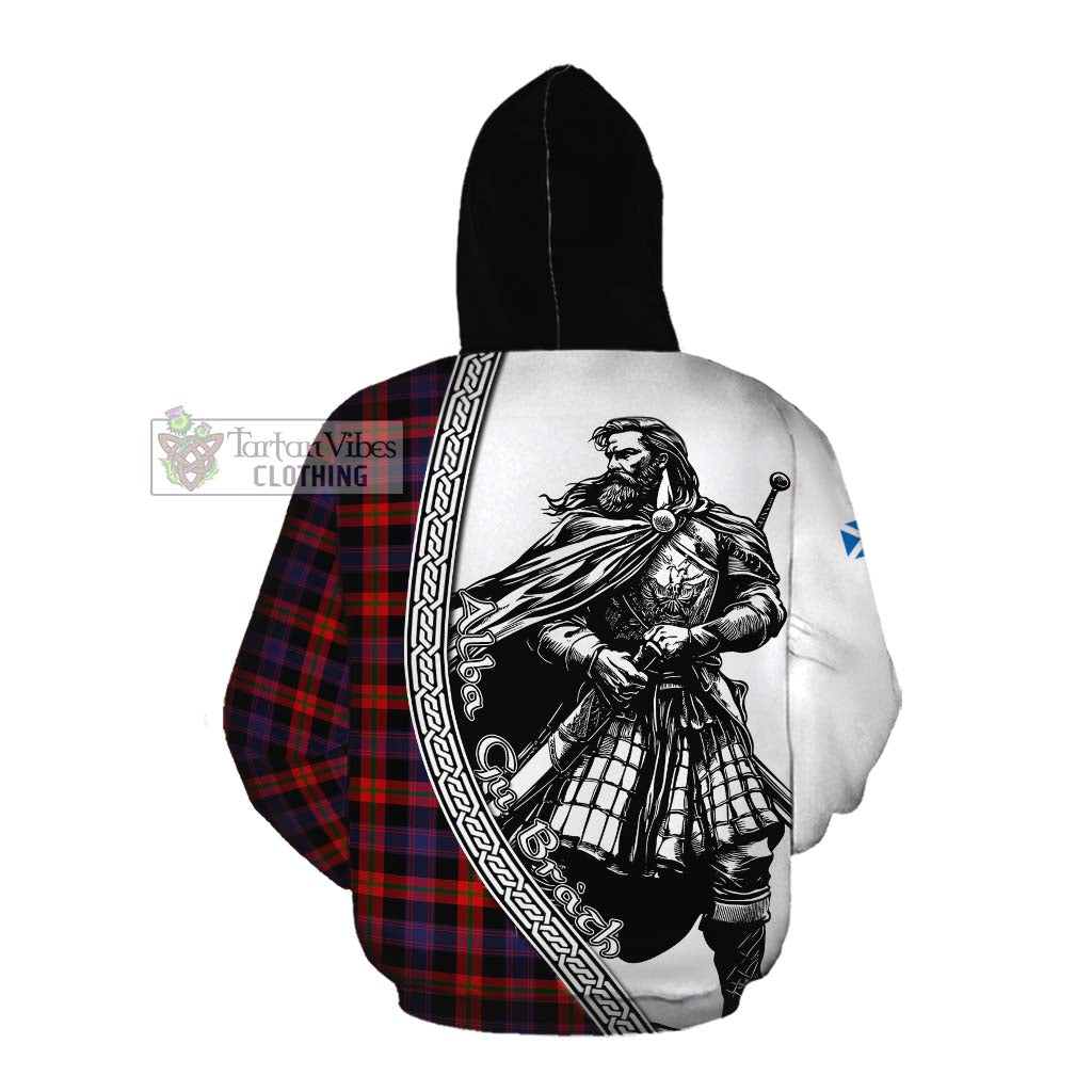 Tartan Vibes Clothing Brown (Broun) Tartan Clan Crest Cotton Hoodie with Highlander Warrior Celtic Style