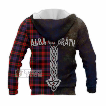 Tartan Vibes Clothing Brown (Broun) Tartan Family Crest Knitted Hoodie Alba Gu Brath Be Brave Lion Ancient Style