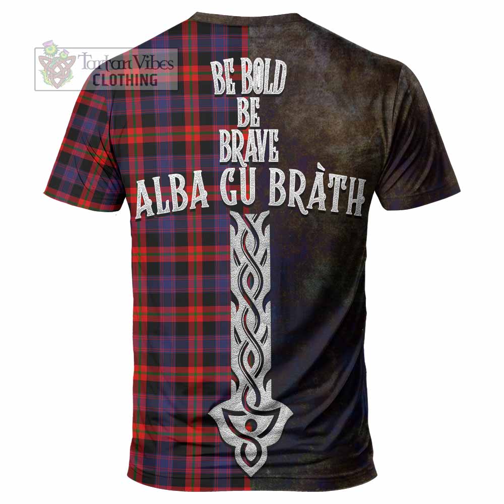 Tartan Vibes Clothing Brown (Broun) Tartan Family Crest T-Shirt Alba Gu Brath Be Brave Lion Ancient Style