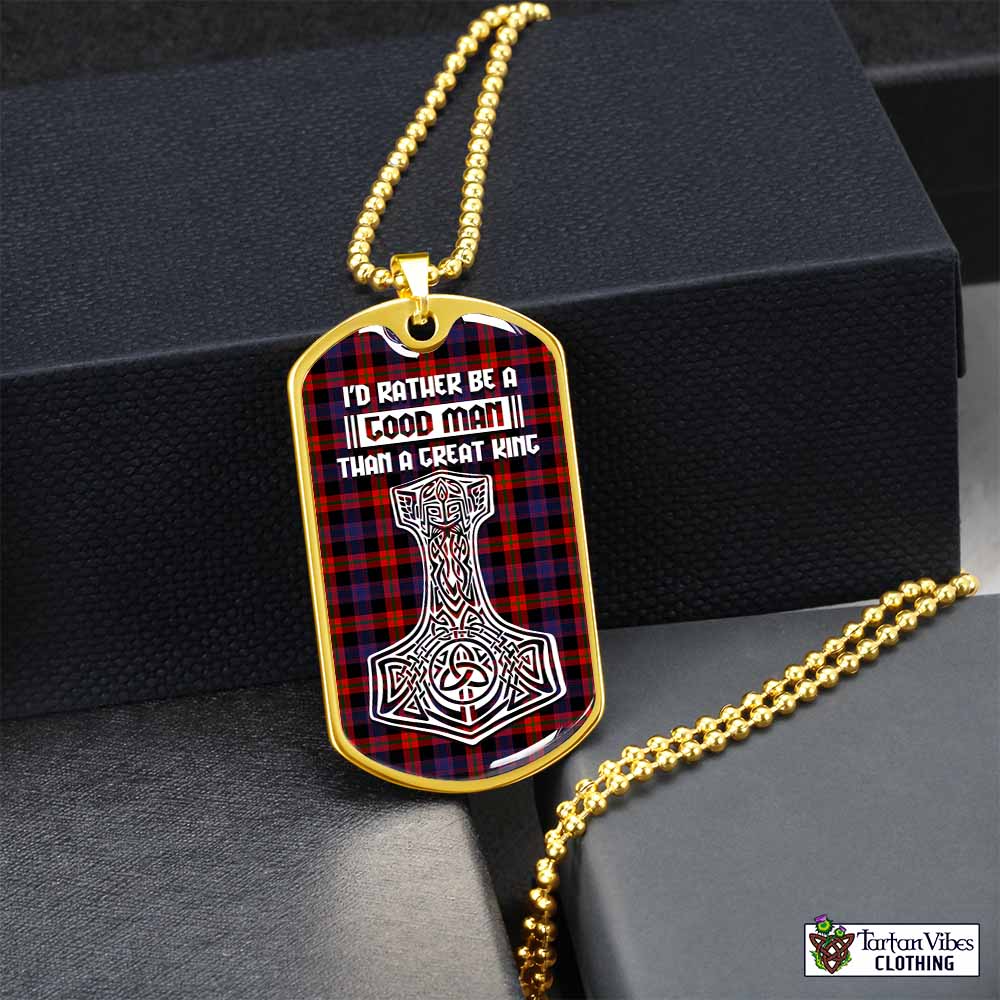 Tartan Vibes Clothing Brown (Broun) Tartan Dog Tag Necklace Viking Mjolnir Style