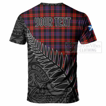 Tartan Vibes Clothing Brown (Broun) Crest Tartan T-Shirt with New Zealand Silver Fern Half Style