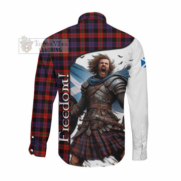 Tartan Vibes Clothing Brown (Broun) Crest Tartan Long Sleeve Button Shirt Inspired by the Freedom of Scottish Warrior